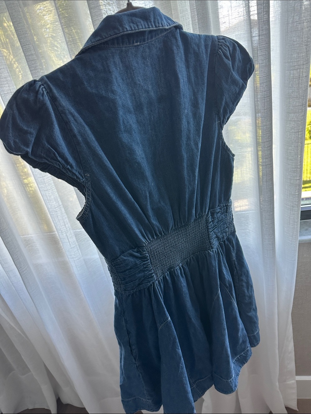 Free People Denim Mini Dress | Button Front | Puff Sleeve | XS - Picture 4 of 6
